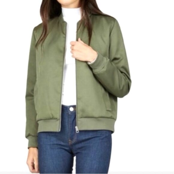 Everlane Womens The E2 Bomber Jacket Olive Green Size Medium Full Zip - Picture 1 of 10